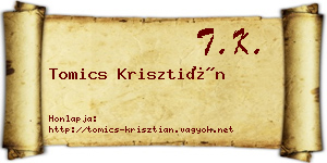 Tomics Krisztián névjegykártya